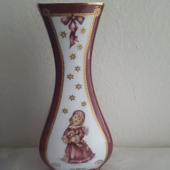 2005 Christmas Goebel Porcelain Candleholder Angel w Bear NIB - Picture 7 of 15